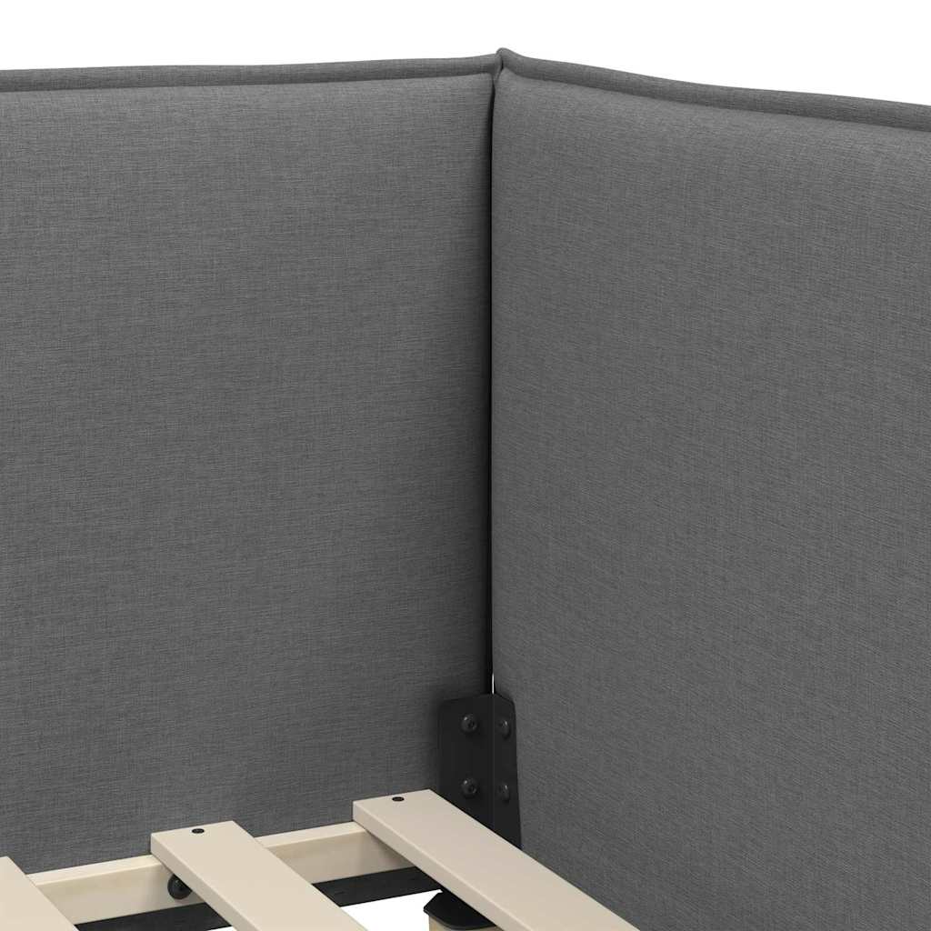 Eckbettgestell mit Kopfteil Dunkelgrau 100 x 200 cm Stoff