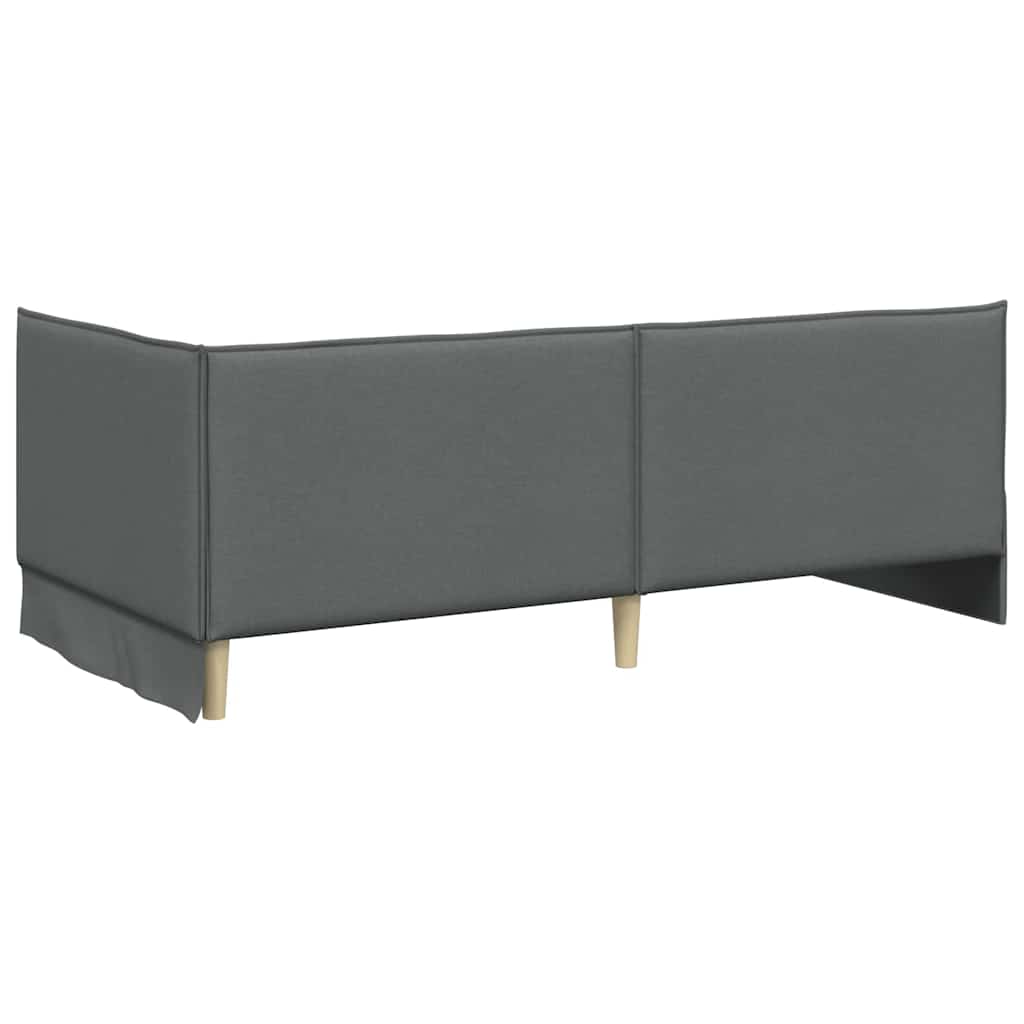 Eckbettgestell mit Kopfteil Dunkelgrau 100 x 200 cm Stoff