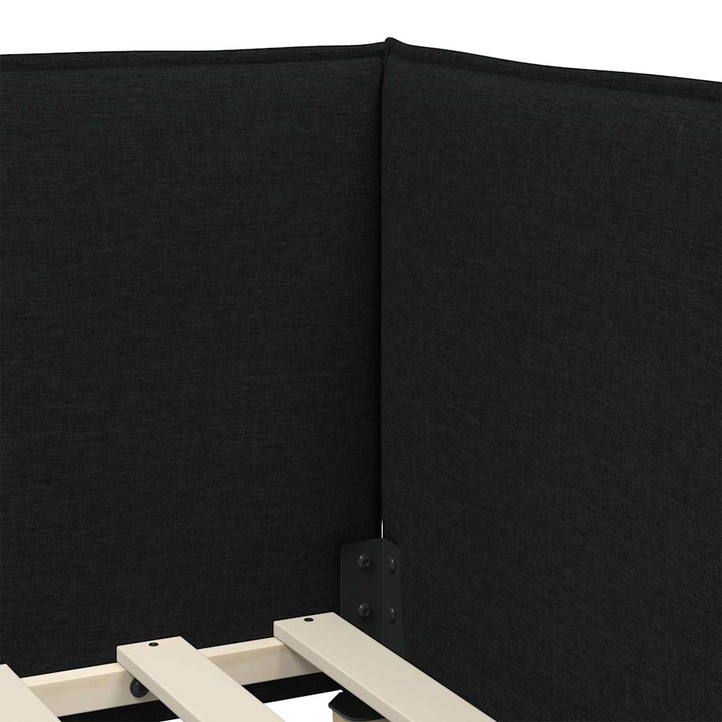 Eckbettgestell mit Kopfteil Schwarz 100 x 200 cm Stoff