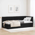 Eckbettgestell mit Kopfteil Schwarz 100 x 200 cm Stoff