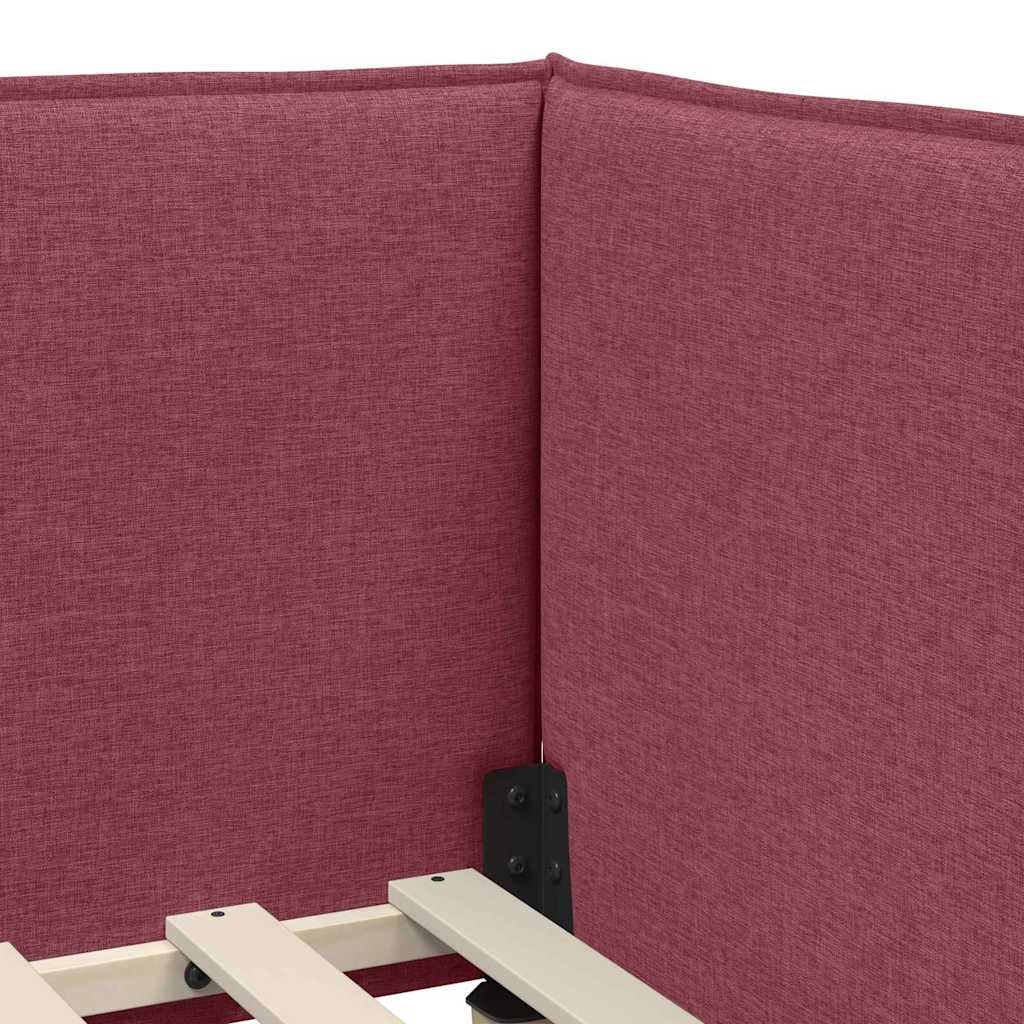 Eckbettgestell mit Kopfteil Weinrot 100 x 200 cm Stoff