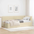 Eckbettgestell mit Kopfteil Creme 100 x 200 cm Stoff