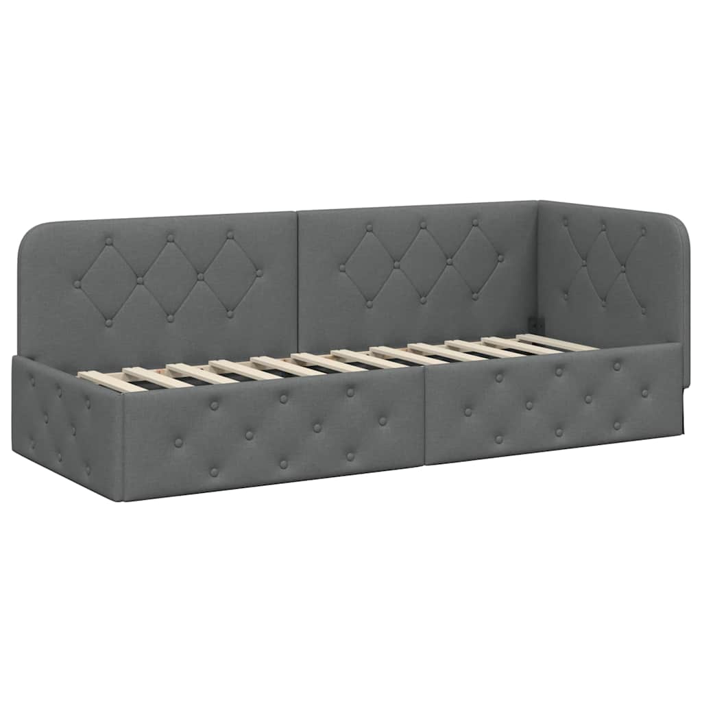 Eckbettgestell Dunkelgrau 80 x 200 cm Stoff