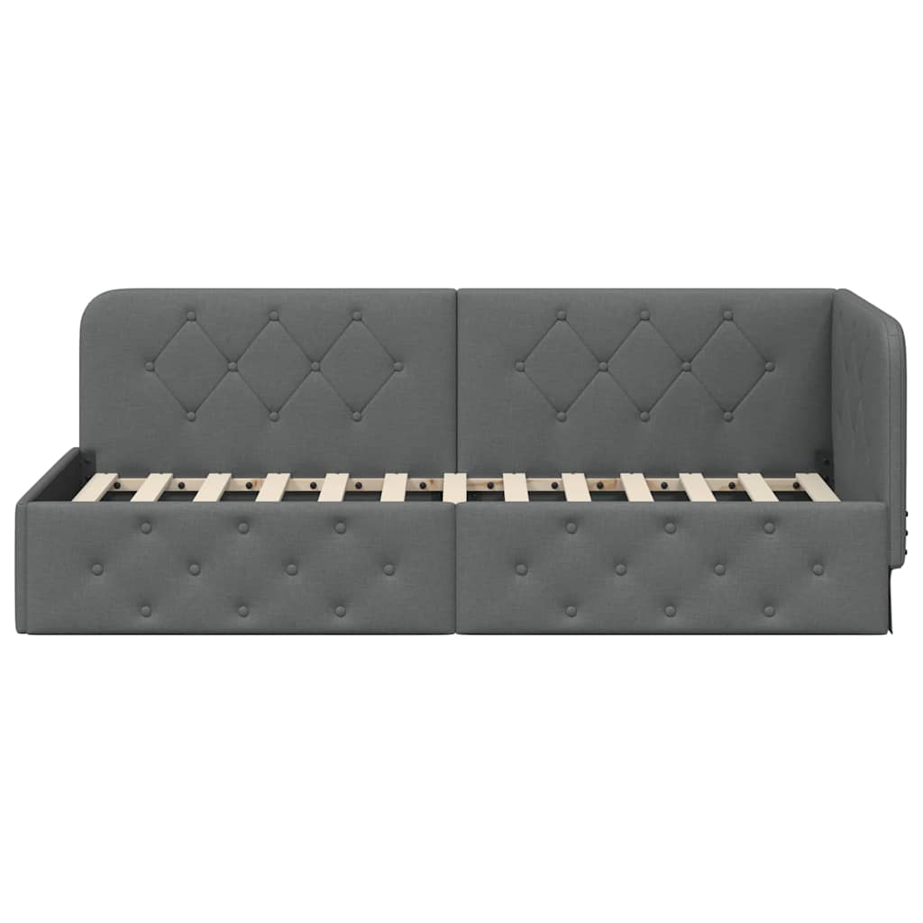Eckbettgestell Dunkelgrau 80 x 200 cm Stoff