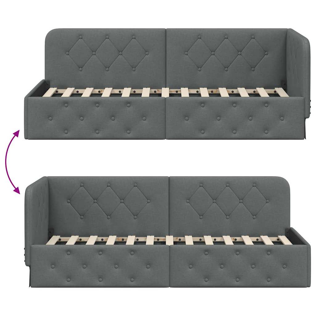 Eckbettgestell Dunkelgrau 80 x 200 cm Stoff