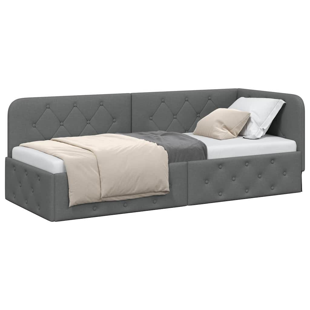 Eckbettgestell Dunkelgrau 80 x 200 cm Stoff