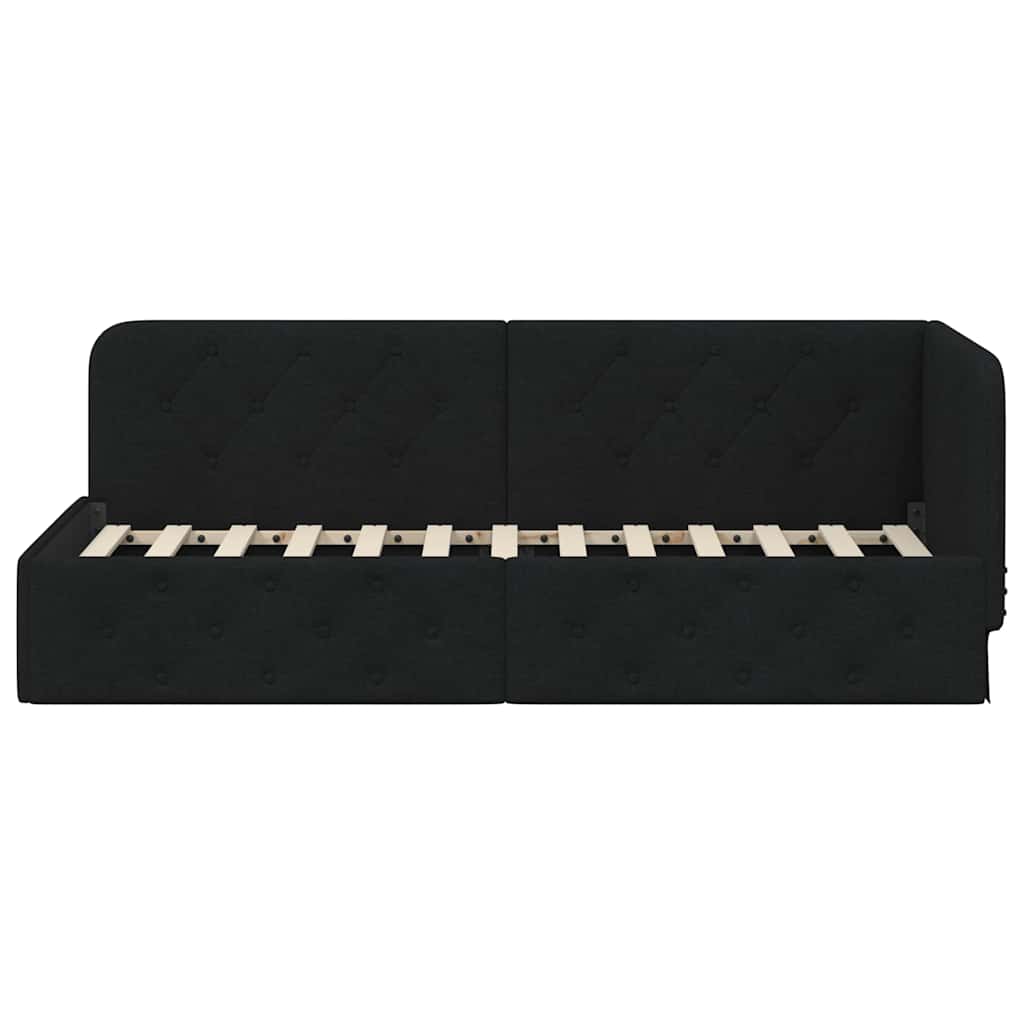 Eckbettgestell Schwarz 80 x 200 cm Stoff