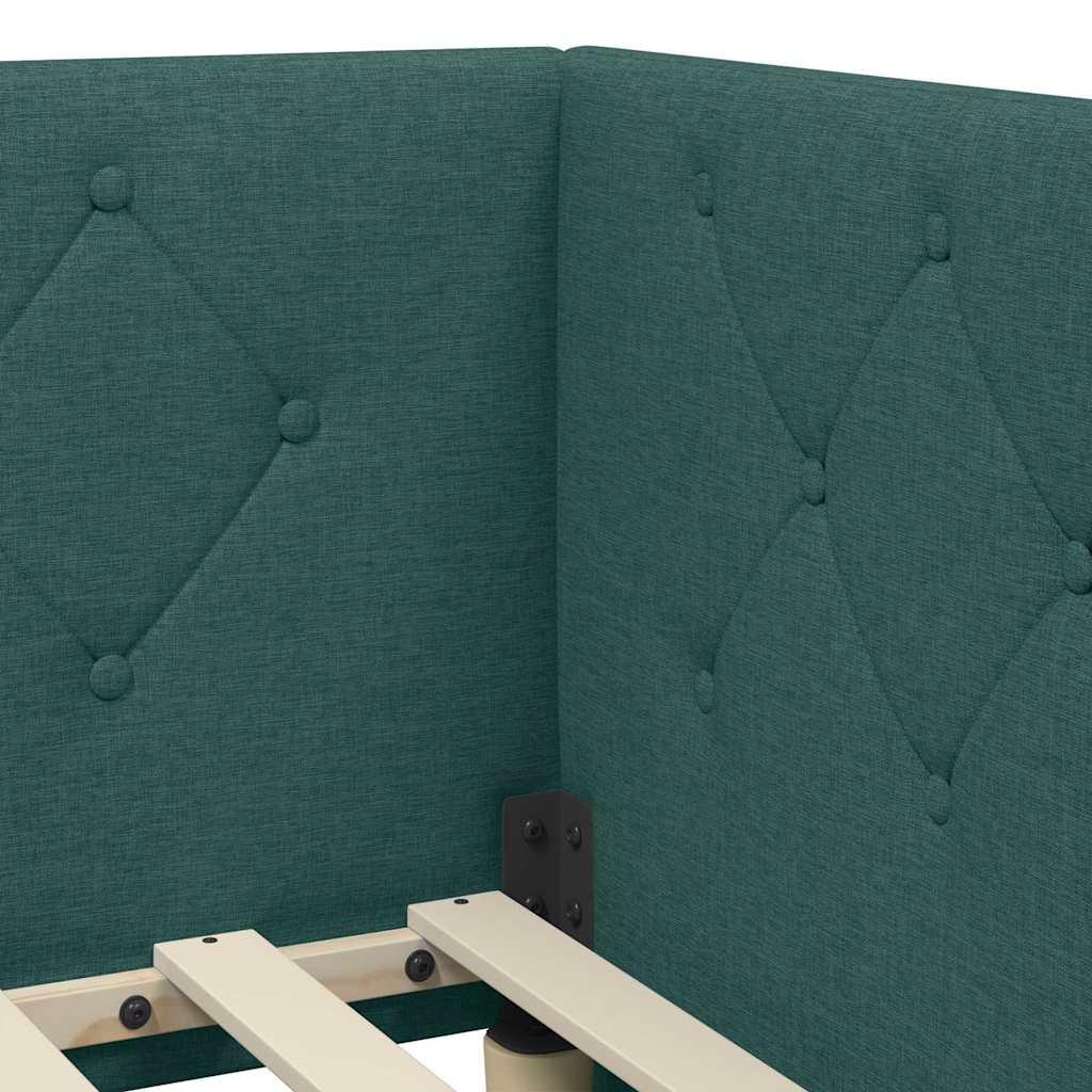 Eckbettgestell Dunkelgrün 80 x 200 cm Stoff