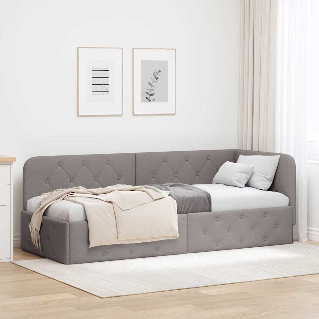 Eckbettgestell Taupe 80 x 200 cm Stoff