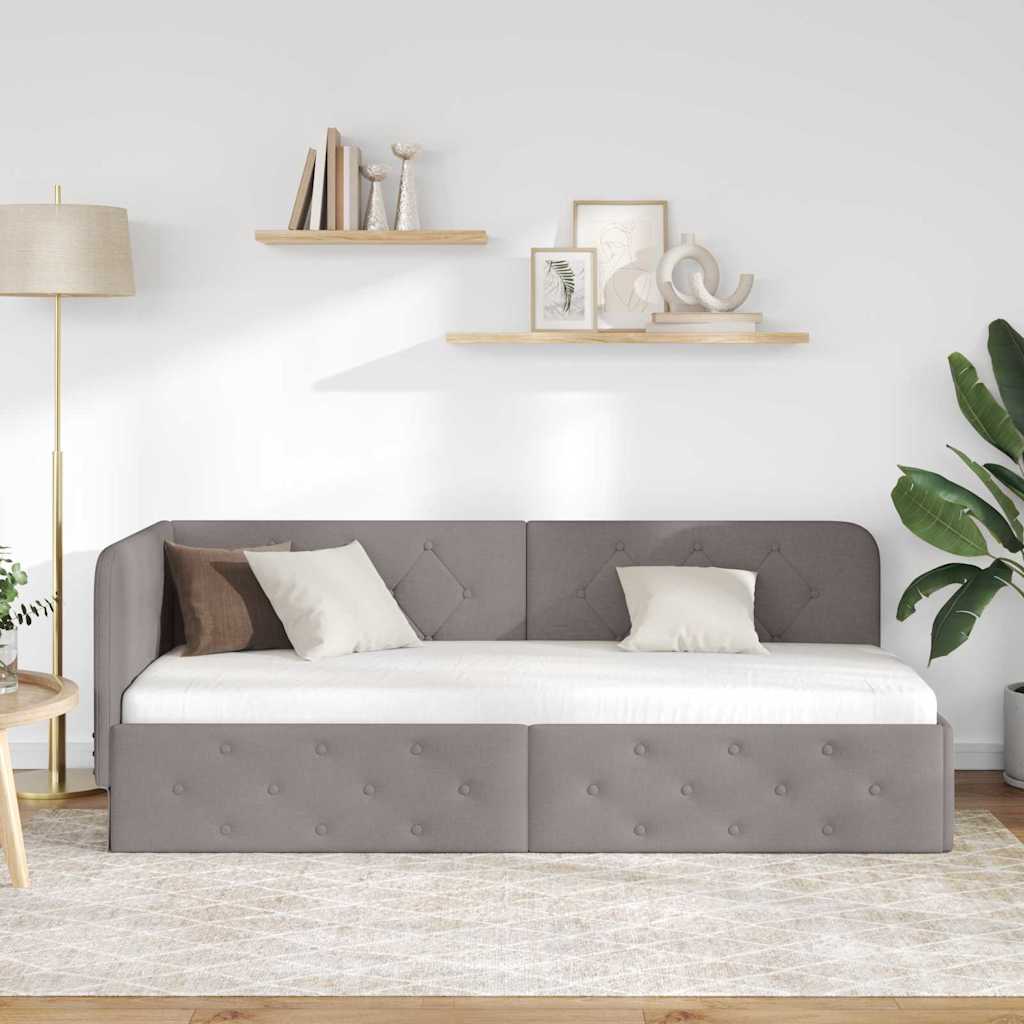Eckbettgestell Taupe 80 x 200 cm Stoff