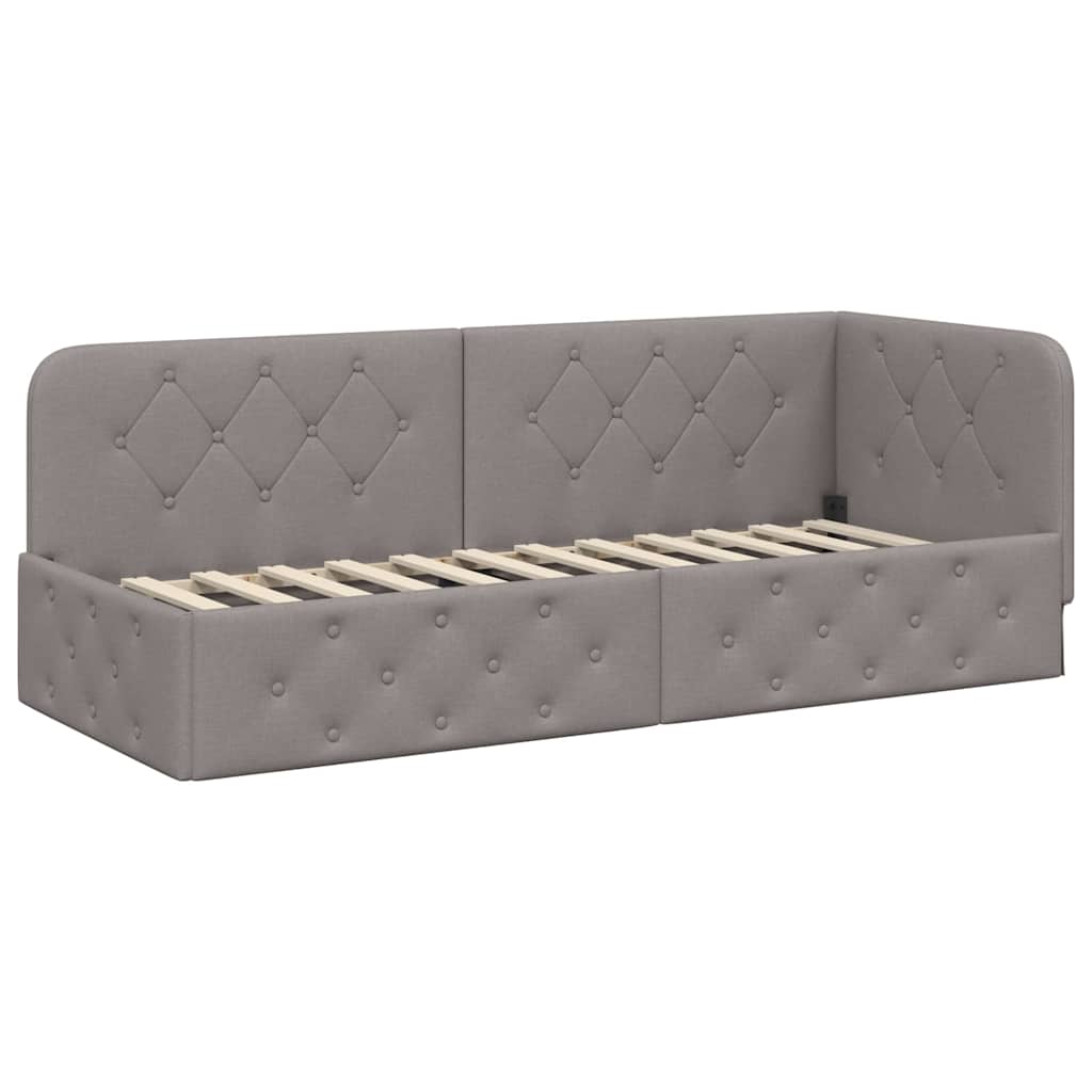 Eckbettgestell Taupe 80 x 200 cm Stoff