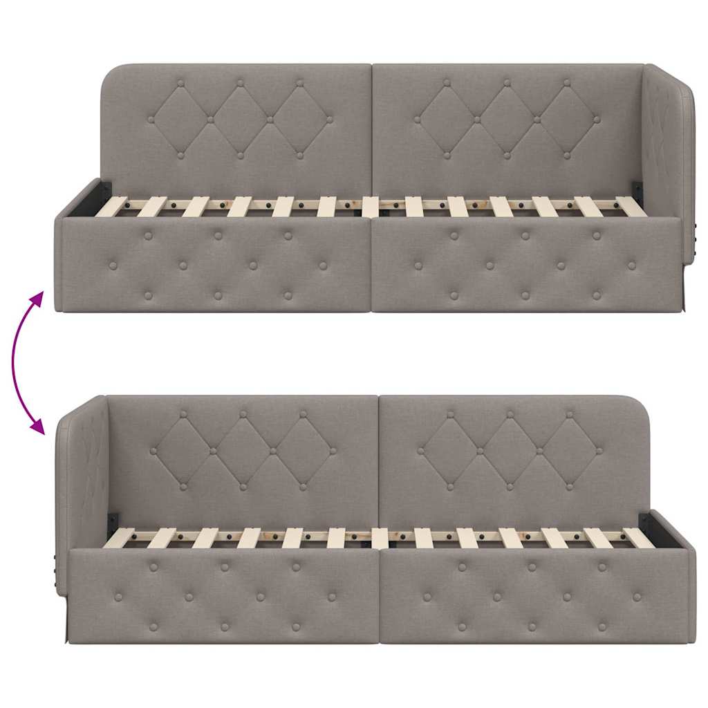 Eckbettgestell Taupe 80 x 200 cm Stoff