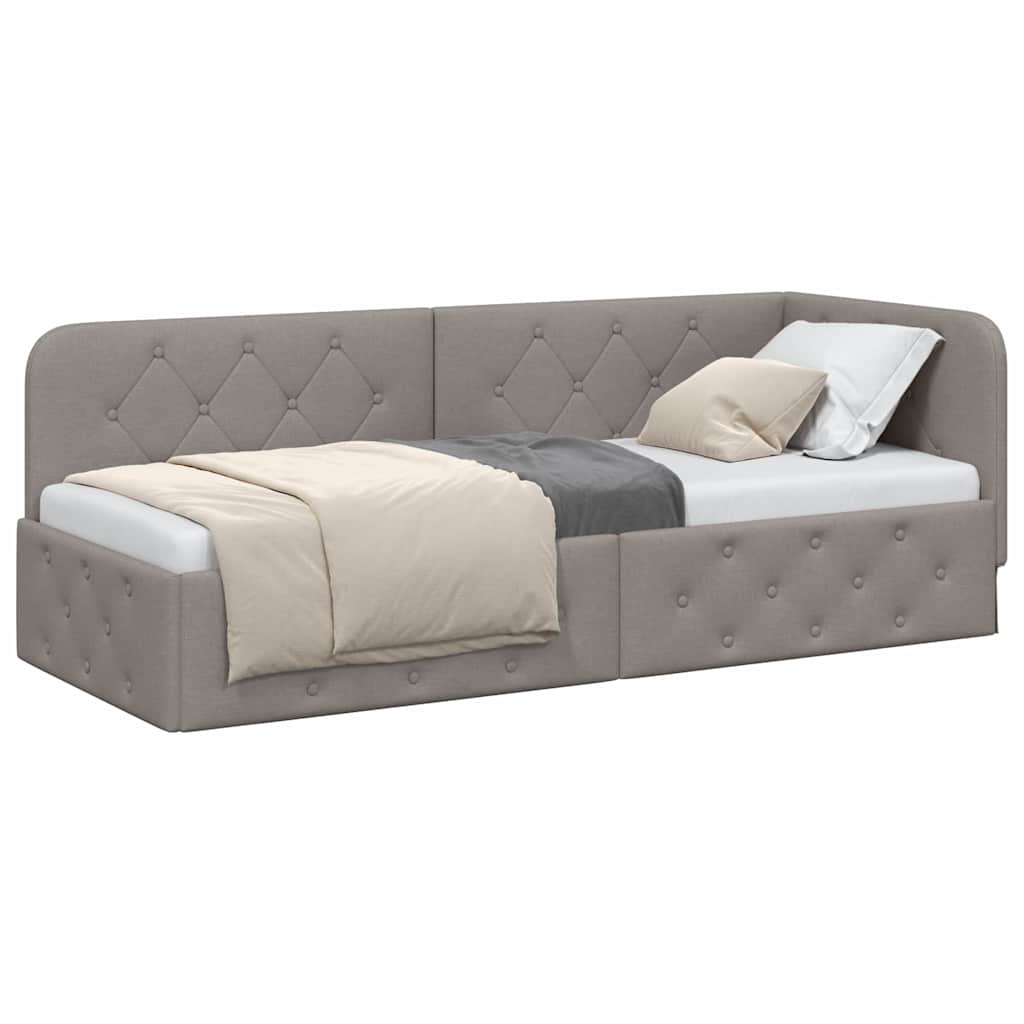 Eckbettgestell Taupe 80 x 200 cm Stoff