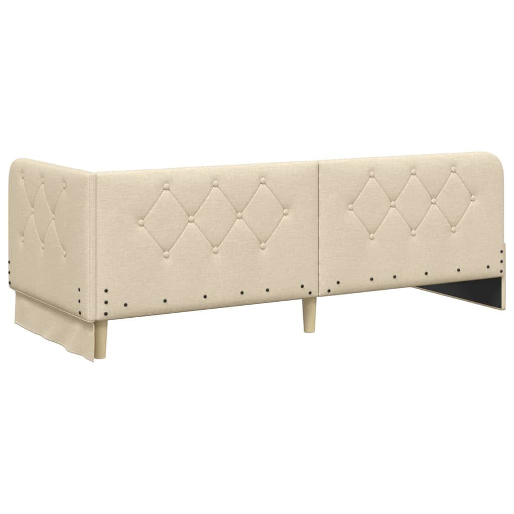 Eckbettgestell Creme 80 x 200 cm Stoff