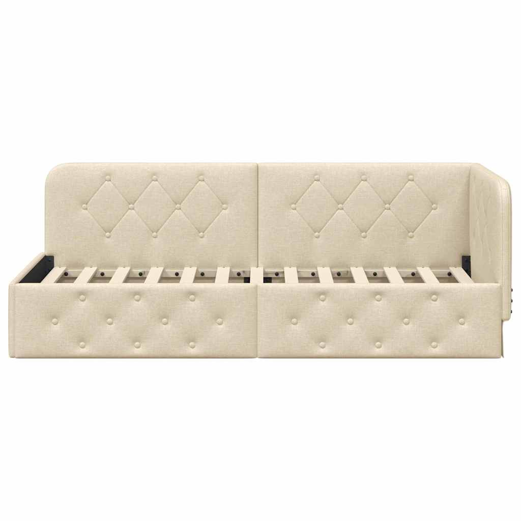 Eckbettgestell Creme 80 x 200 cm Stoff