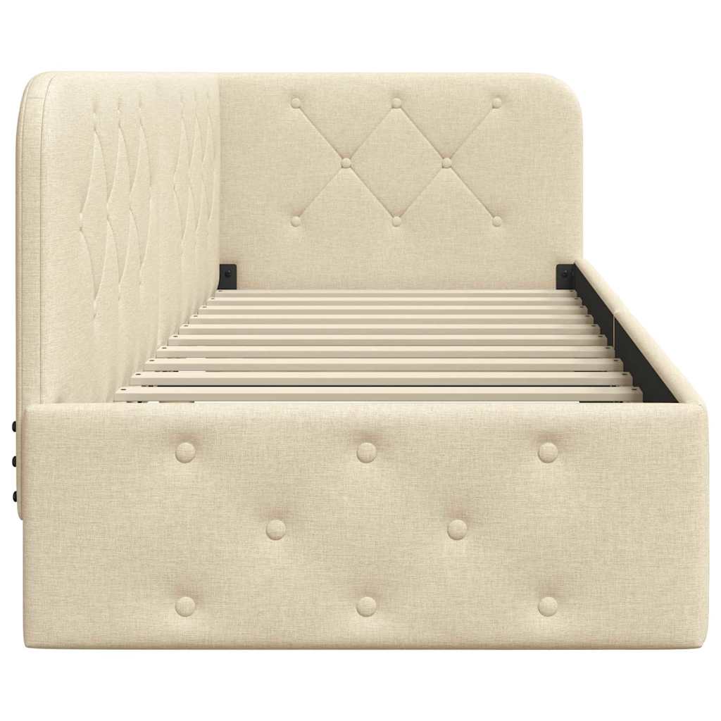Eckbettgestell Creme 80 x 200 cm Stoff