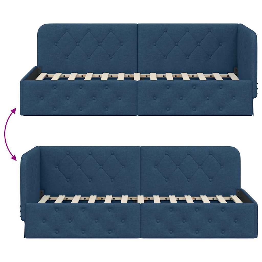 Eckbettgestell Blau 80 x 200 cm Stoff