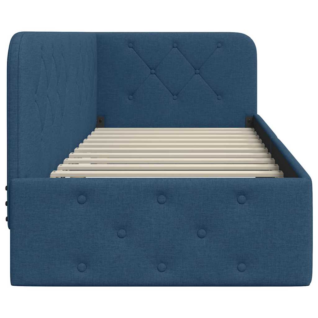 Eckbettgestell Blau 80 x 200 cm Stoff