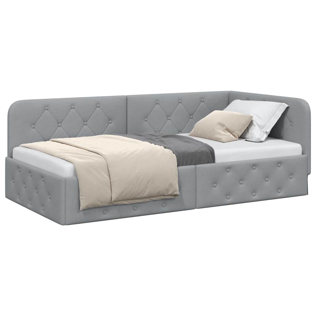 Eckbettgestell Hellgrau 90 x 190 cm Stoff