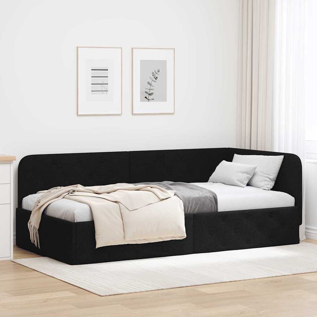 Eckbettgestell Schwarz 90 x 190 cm Stoff