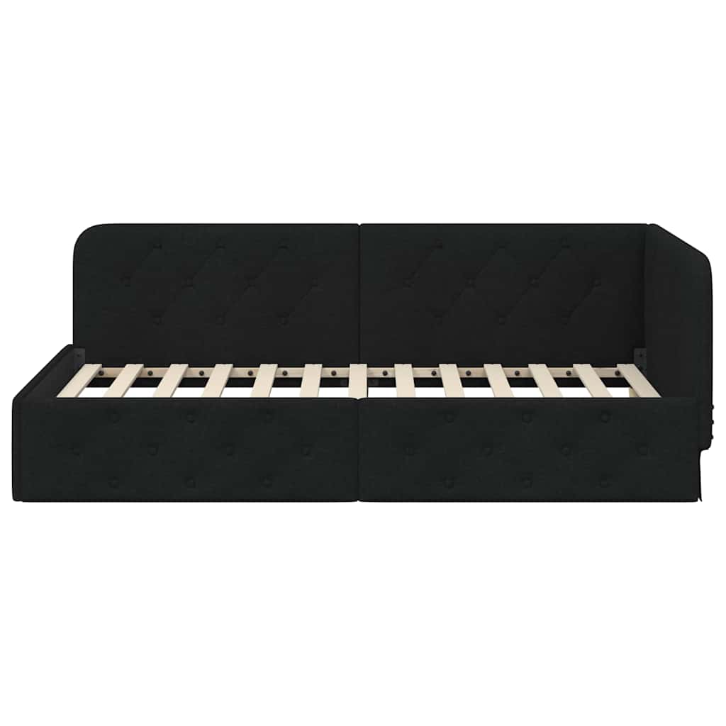 Eckbettgestell Schwarz 90 x 190 cm Stoff