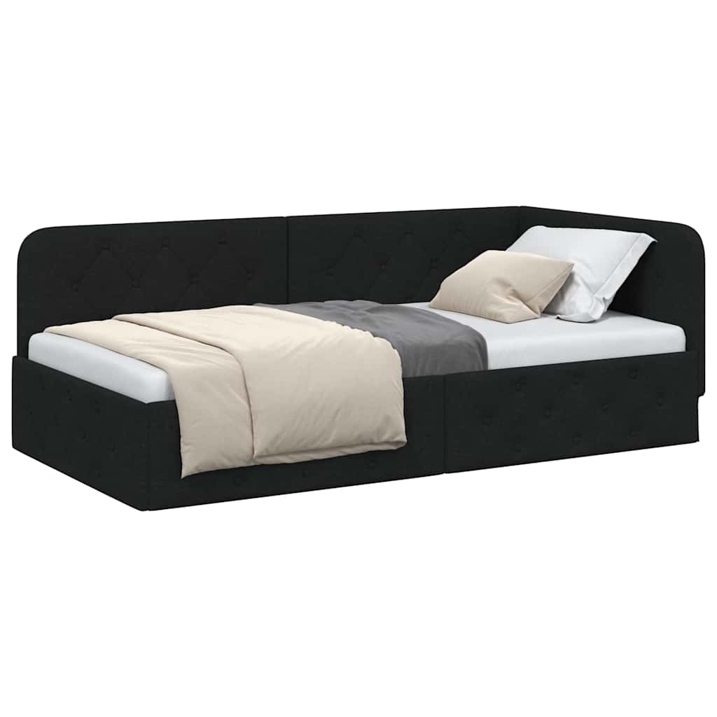 Eckbettgestell Schwarz 90 x 190 cm Stoff