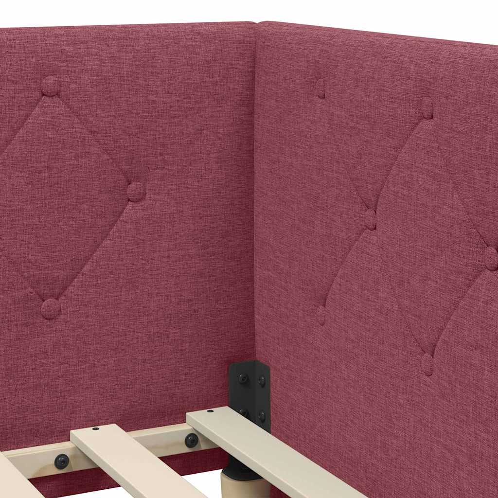 Eckbettgestell Weinrot 90 x 190 cm Stoff