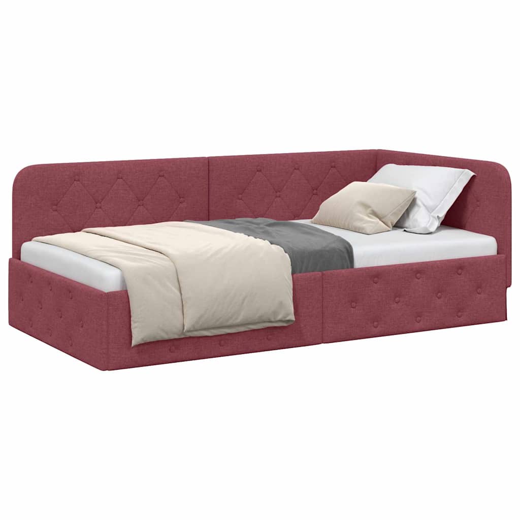 Eckbettgestell Weinrot 90 x 190 cm Stoff