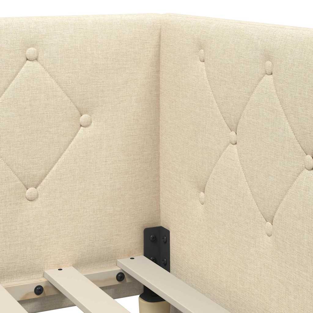 Eckbettgestell Creme 90 x 190 cm Stoff