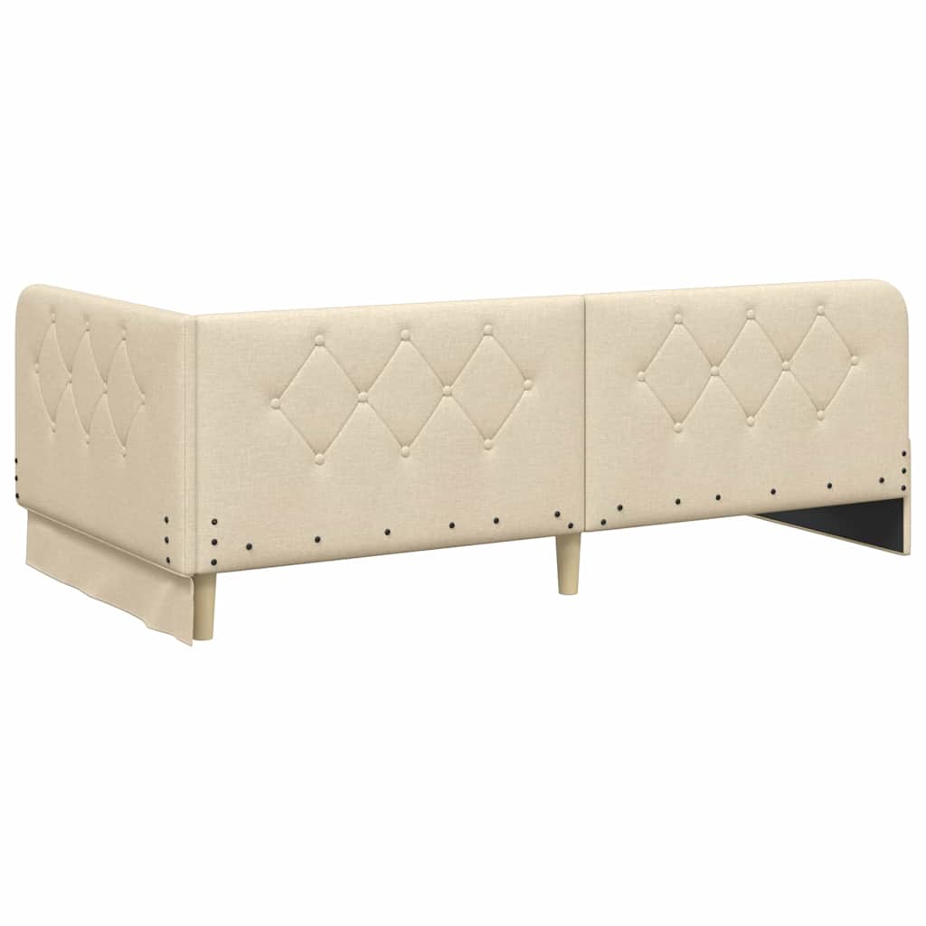 Eckbettgestell Creme 90 x 190 cm Stoff