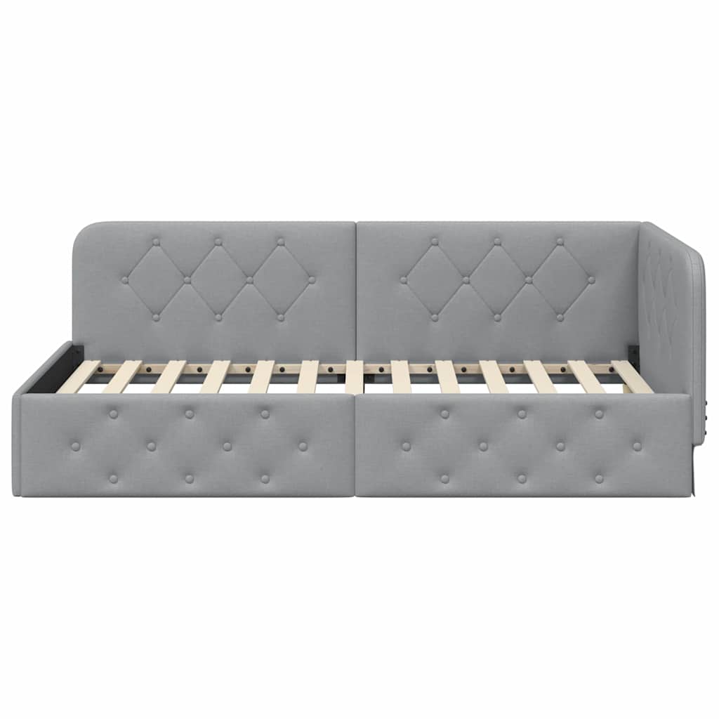 Eckbettgestell Hellgrau 90 x 200 cm Stoff