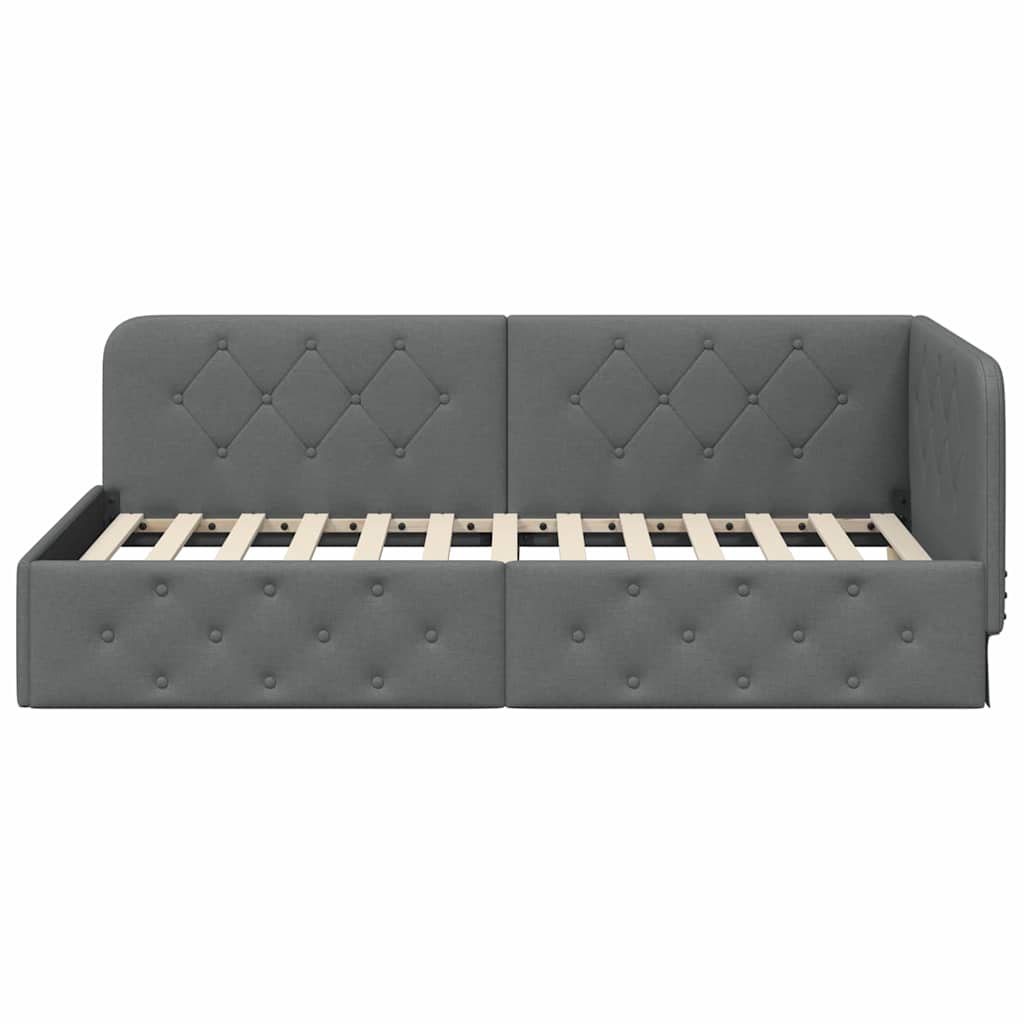Eckbettgestell Dunkelgrau 100 x 200 cm Stoff