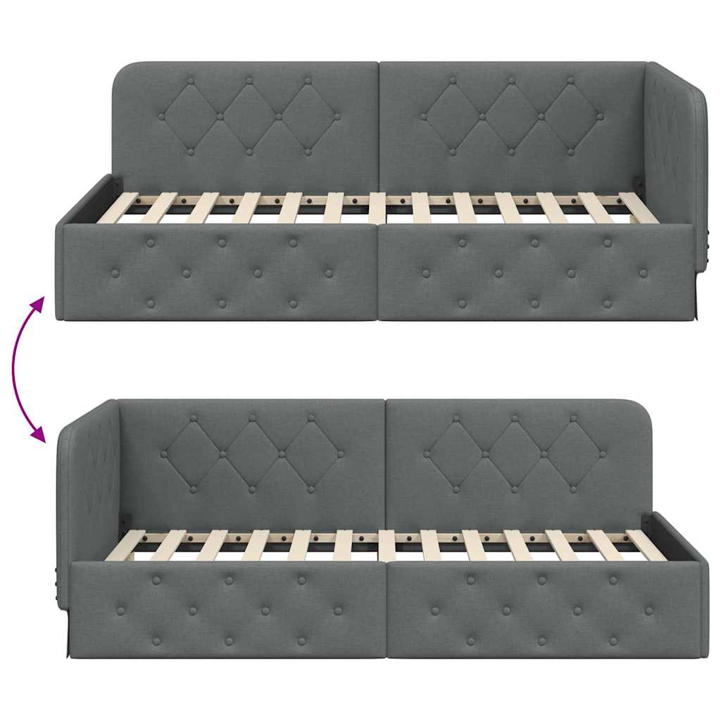 Eckbettgestell Dunkelgrau 100 x 200 cm Stoff