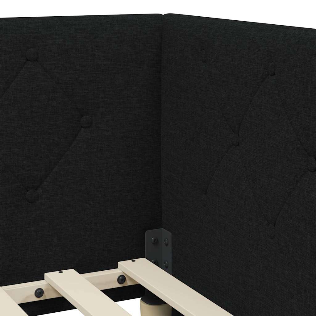 Eckbettgestell Schwarz 100 x 200 cm Stoff