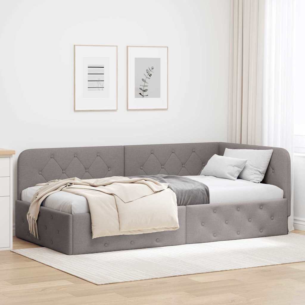 Eckbettgestell Taupe 100 x 200 cm Stoff