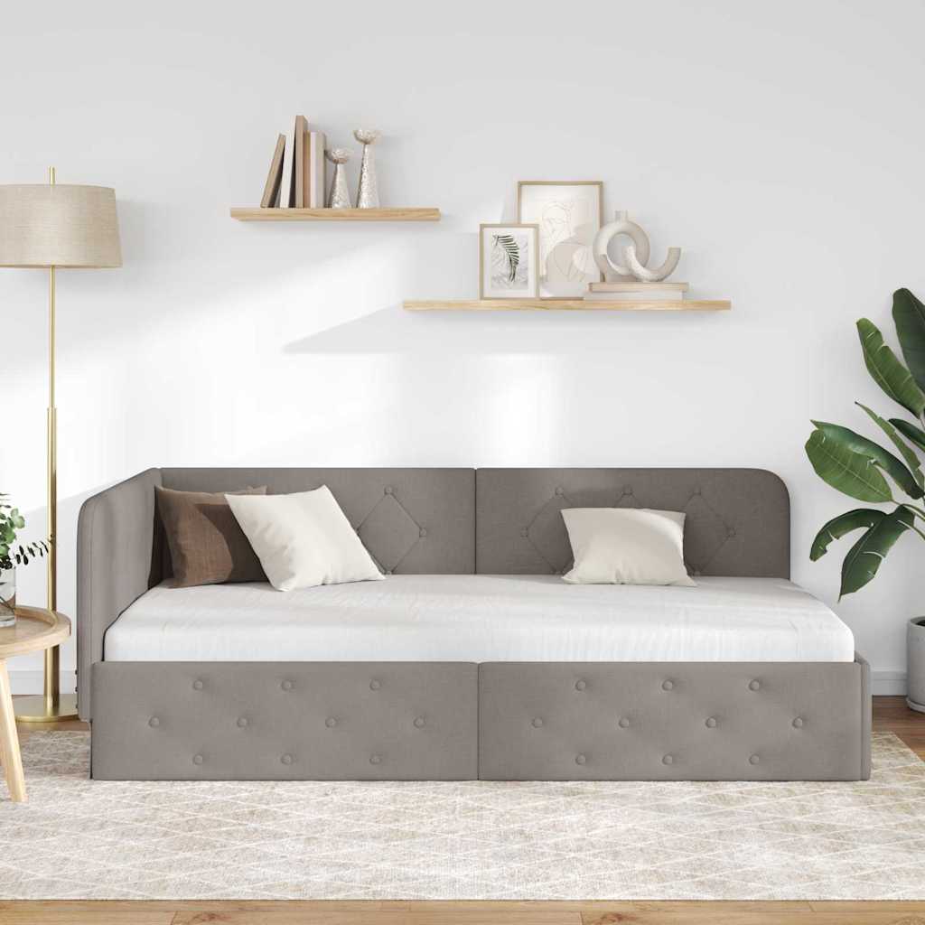 Eckbettgestell Taupe 100 x 200 cm Stoff