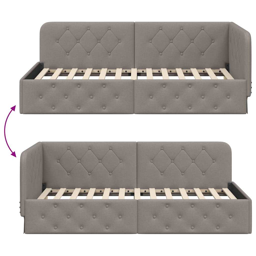 Eckbettgestell Taupe 100 x 200 cm Stoff