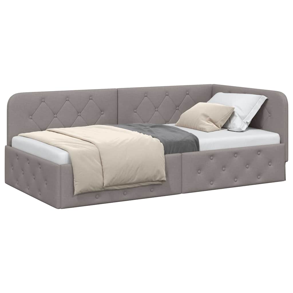 Eckbettgestell Taupe 100 x 200 cm Stoff