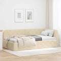 Eckbettgestell Creme 100 x 200 cm Stoff
