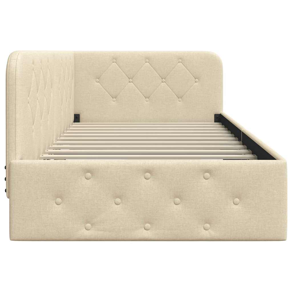 Eckbettgestell Creme 100 x 200 cm Stoff