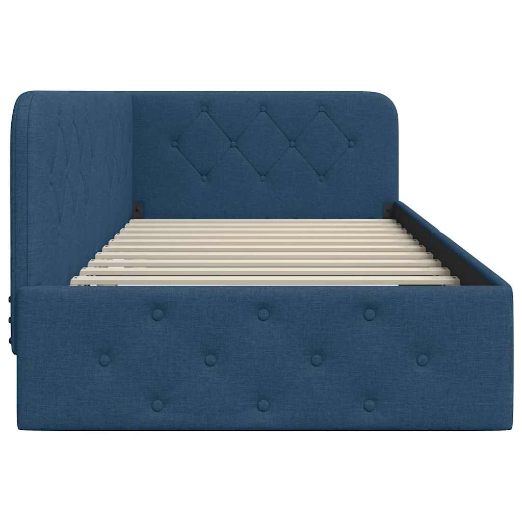 Eckbettgestell Blau 100 x 200 cm Stoff