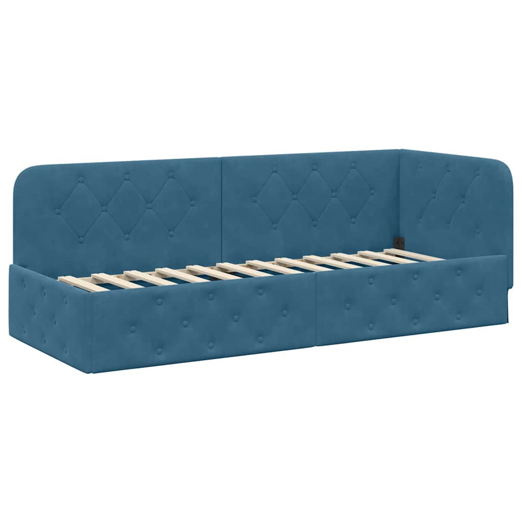 Eckbettgestell Blau 80 x 200 cm Samt