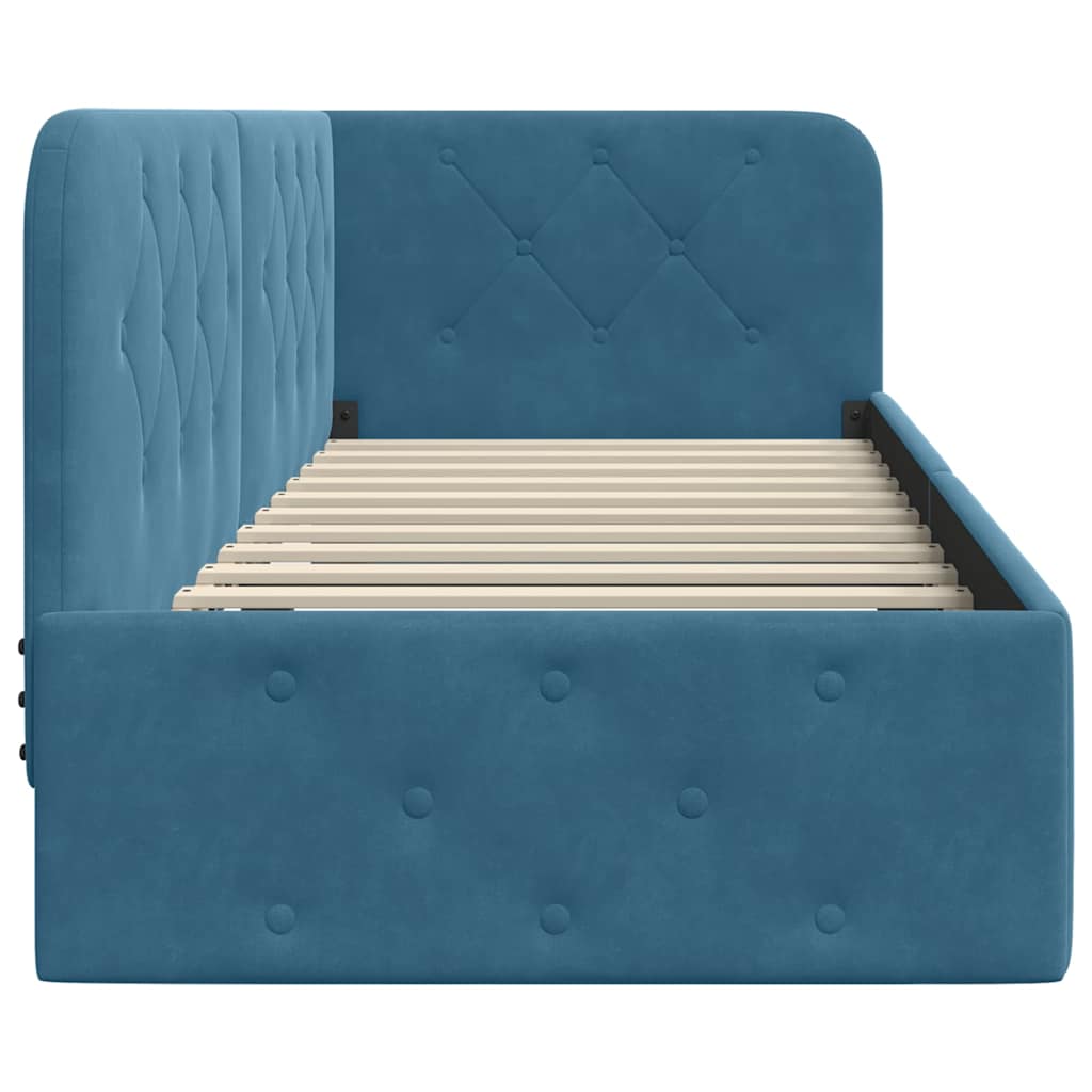 Eckbettgestell Blau 80 x 200 cm Samt