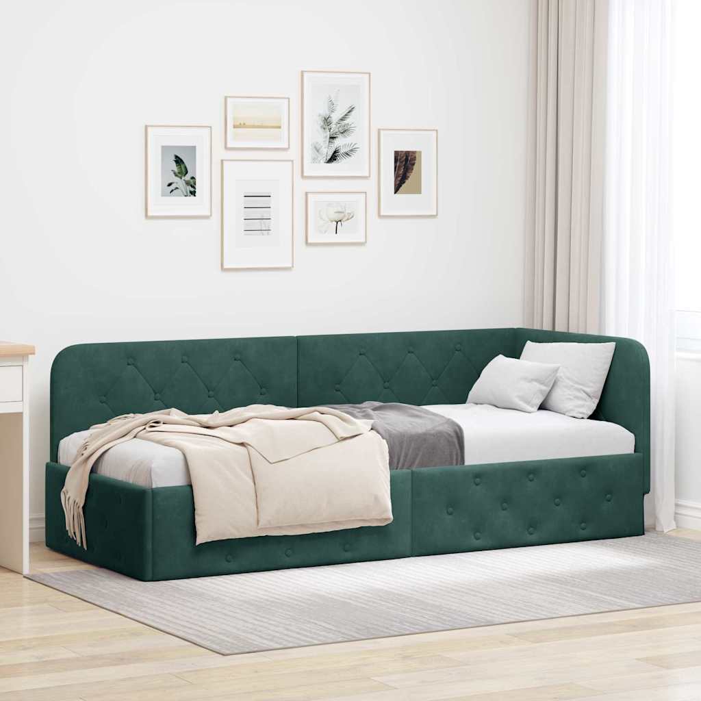Eckbettgestell Dunkelgrün 80 x 200 cm Samt