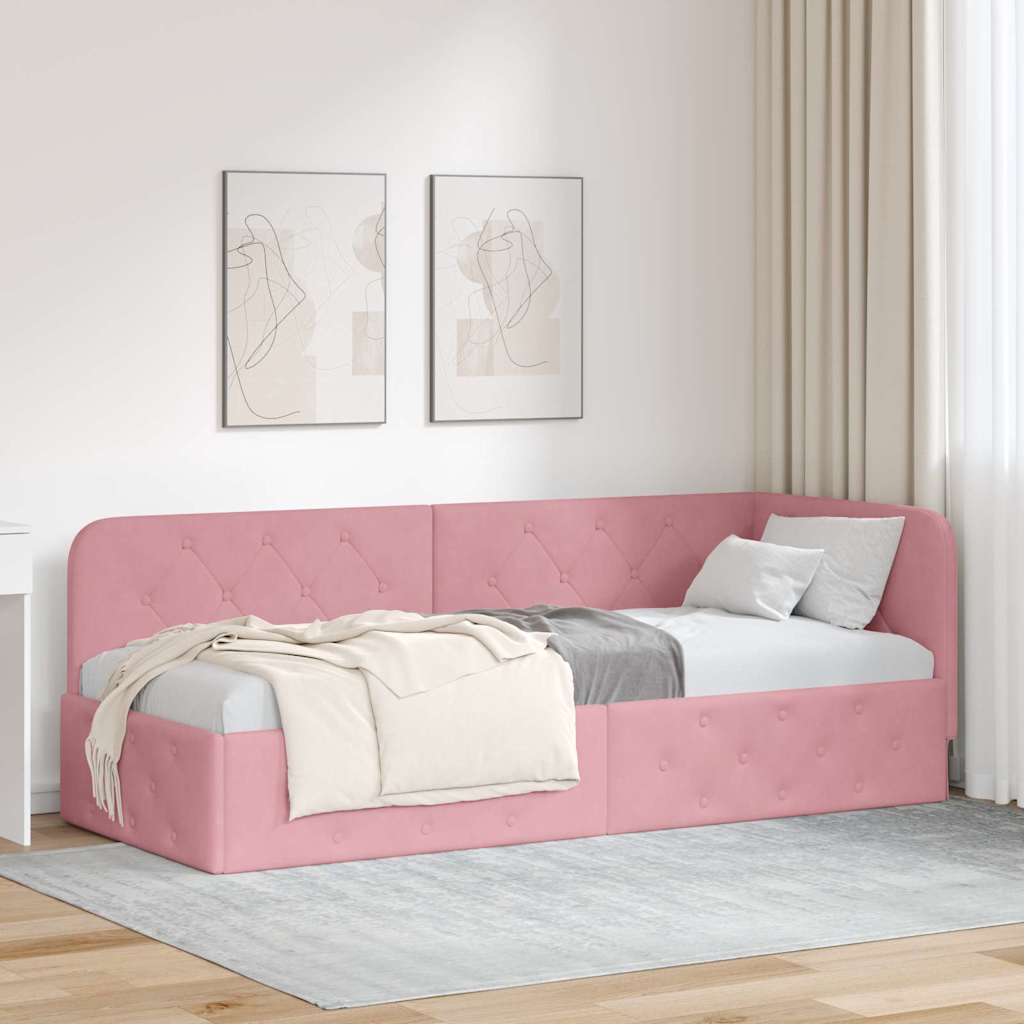 Eckbettgestell Rosa 80 x 200 cm Samt