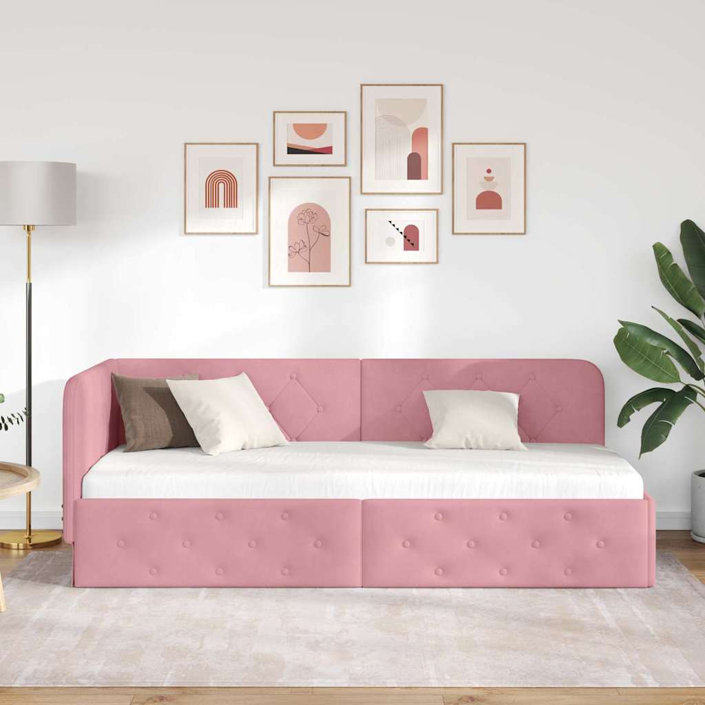 Eckbettgestell Rosa 80 x 200 cm Samt