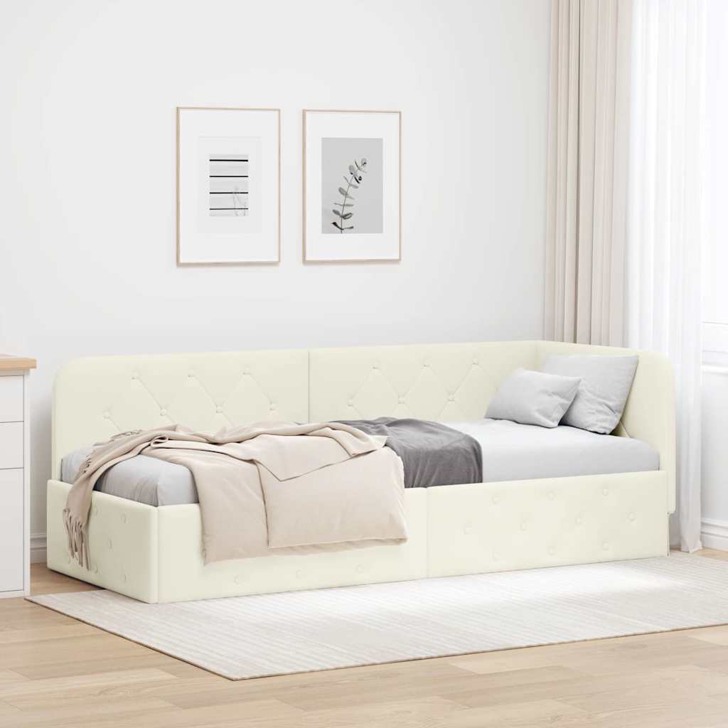 Eckbettgestell Creme 80 x 200 cm Samt