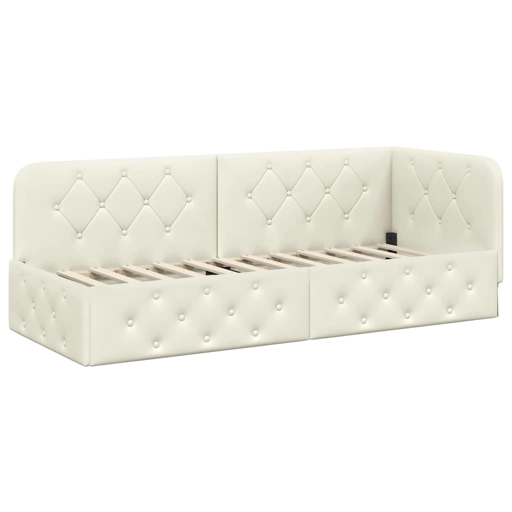 Eckbettgestell Creme 80 x 200 cm Samt