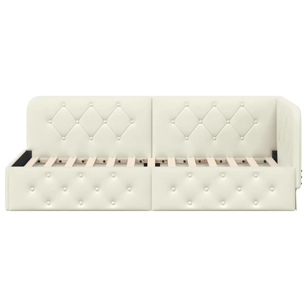 Eckbettgestell Creme 80 x 200 cm Samt