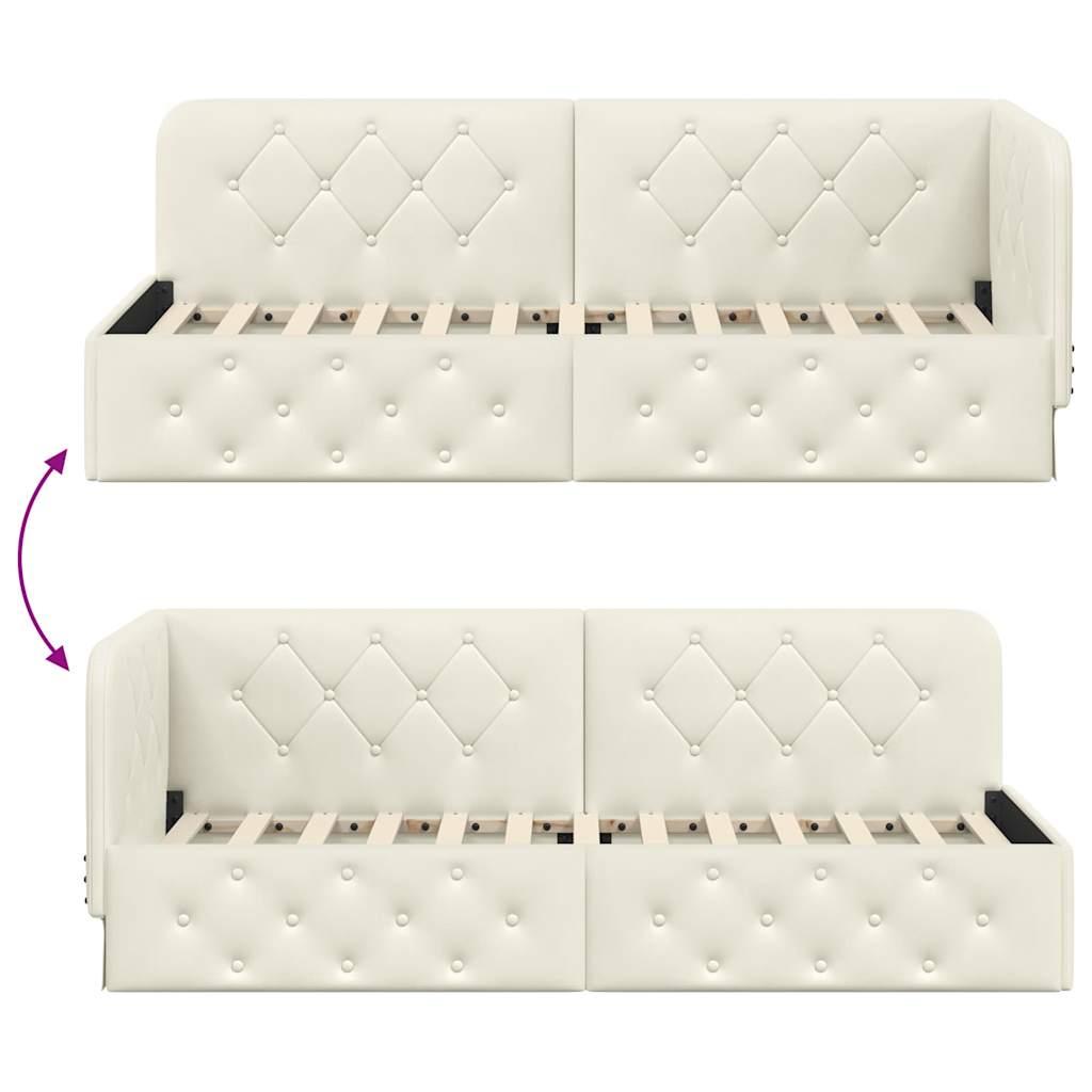 Eckbettgestell Creme 80 x 200 cm Samt